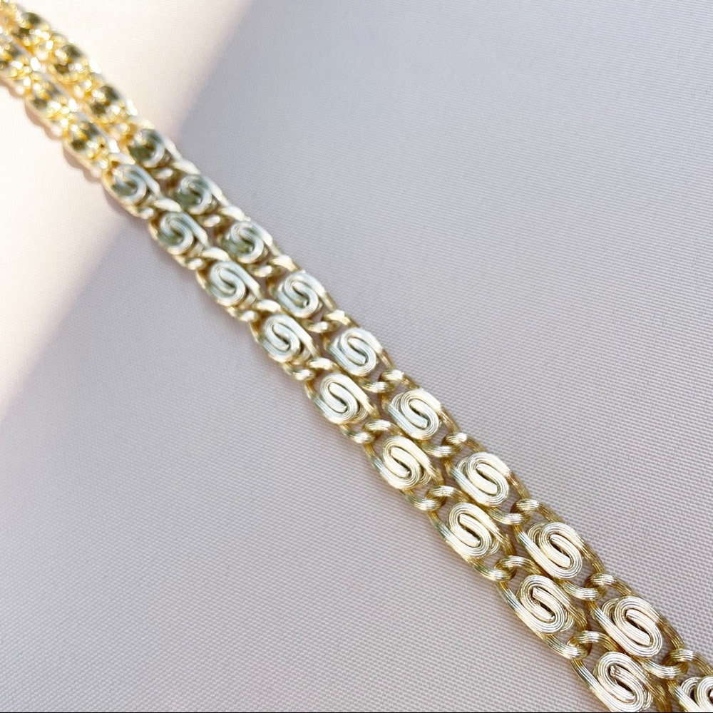 Pretty Bird 14k Vermeil Swirl Link Gold 925 Heavy Necklace - Picture 8 of 12